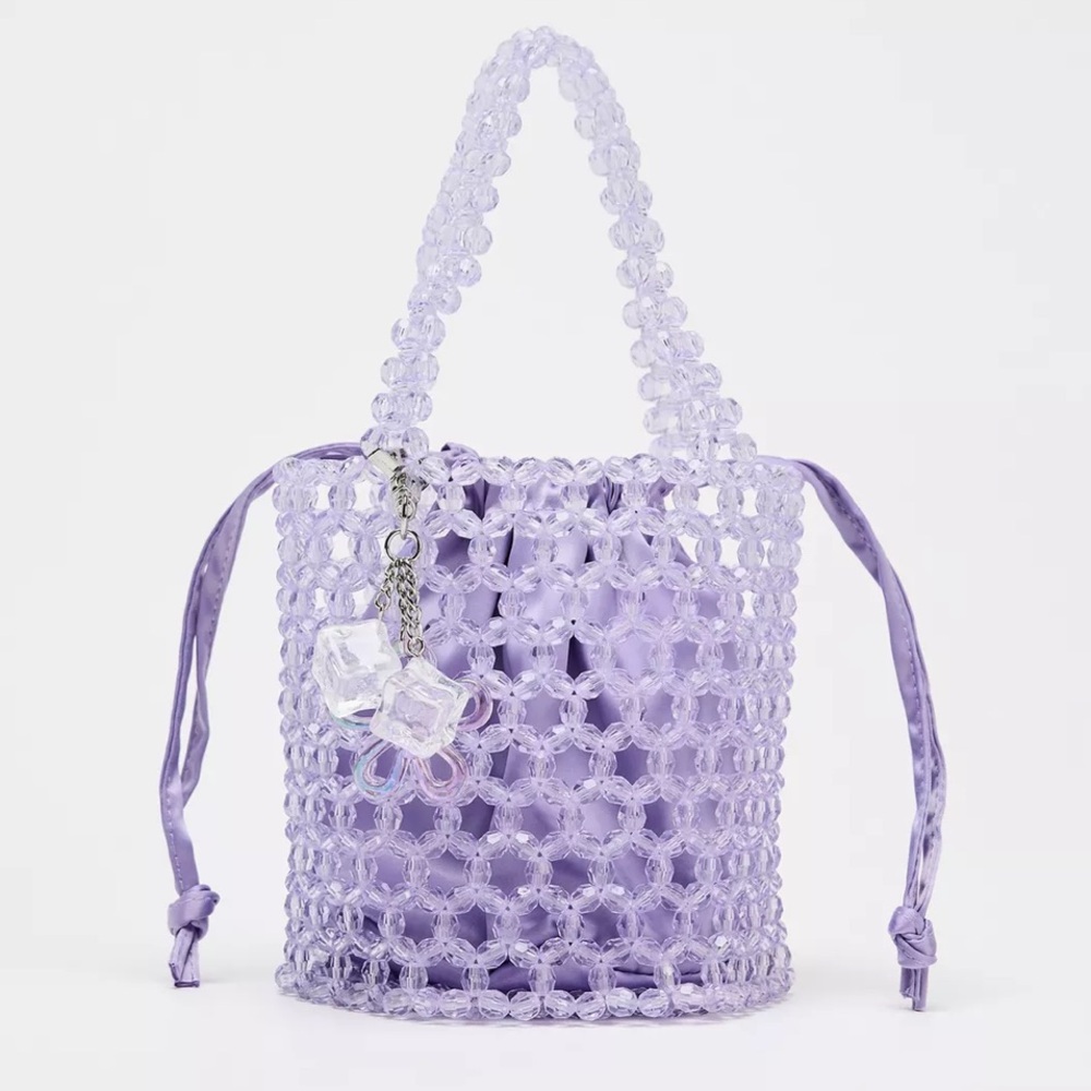 ZARA BEADED CYLINDRICAL BUCKET BAG💜